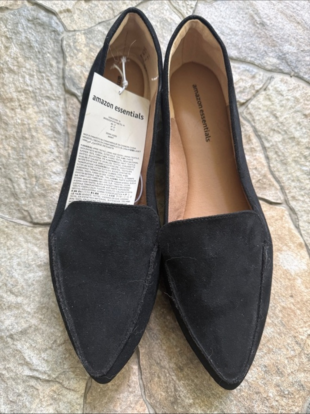 Amazon Essentials Black Pointed Slip-On Loafers